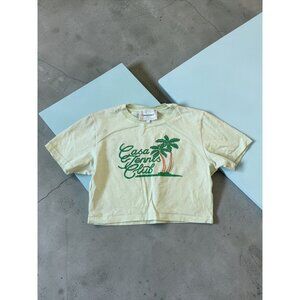 CASABLANCA Tennis Club Green Short Sleeve Crop Top Size Medium